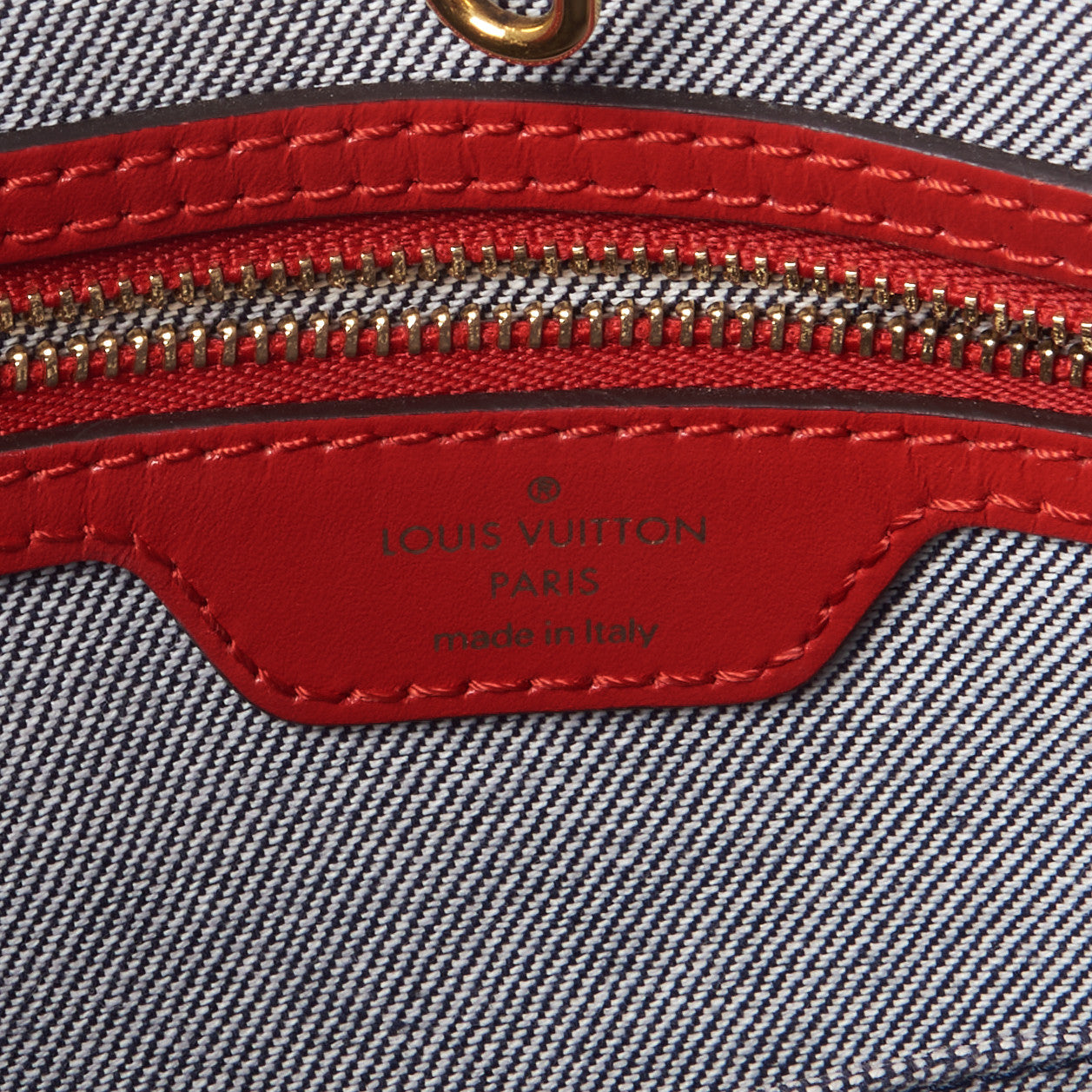 Louis Vuitton Denim Damier Monogram Onthego Blue Rouge 8 of 10