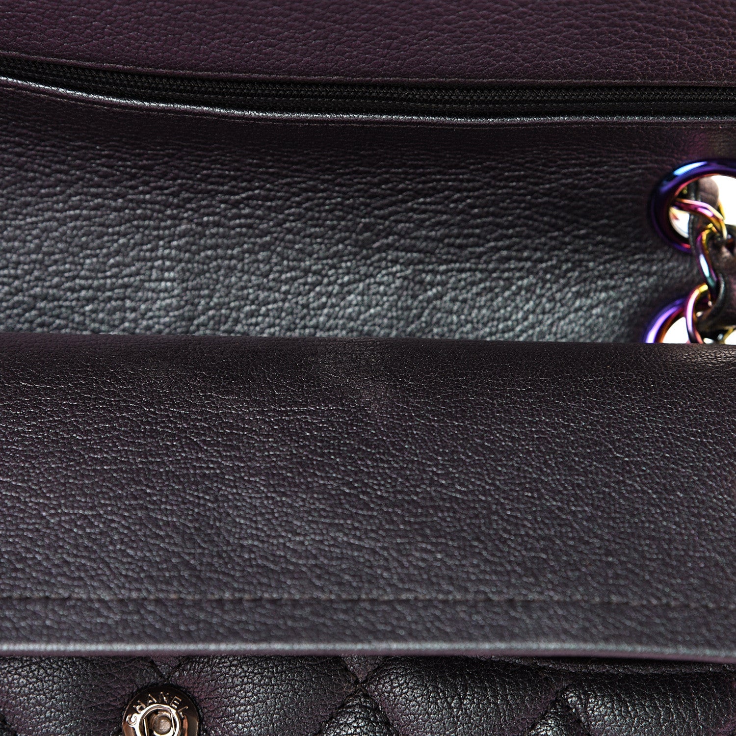 Chanel Iridescent Goatskin Quilted Medium Double Flap Purple 10 of 12
