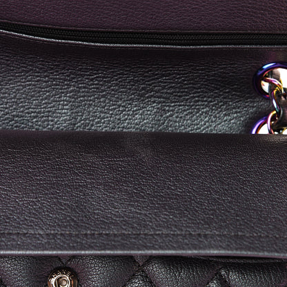 Chanel Iridescent Goatskin Quilted Medium Double Flap Purple 10 of 12