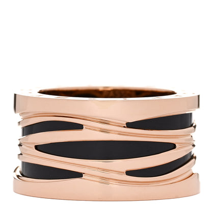 Bulgari 18K Rose Gold Black Ceramic B.Zero1 Legend Four-Band Ring 55 7.25 3 of 6