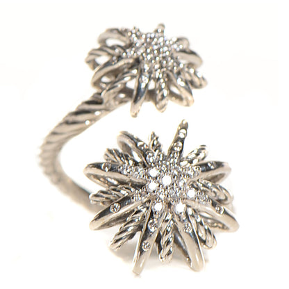 David Yurman Sterling Silver Diamond 2-28mm Open Starburst Ring 5.25 1 of 4