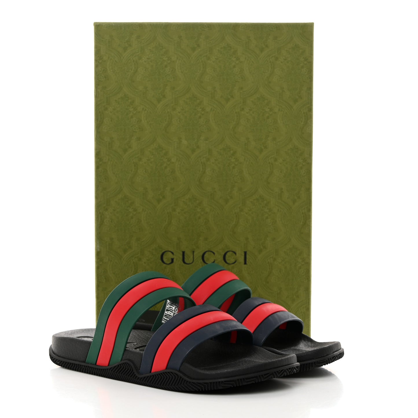 Rubber Web Mens Slide Sandals 9 Green Red
