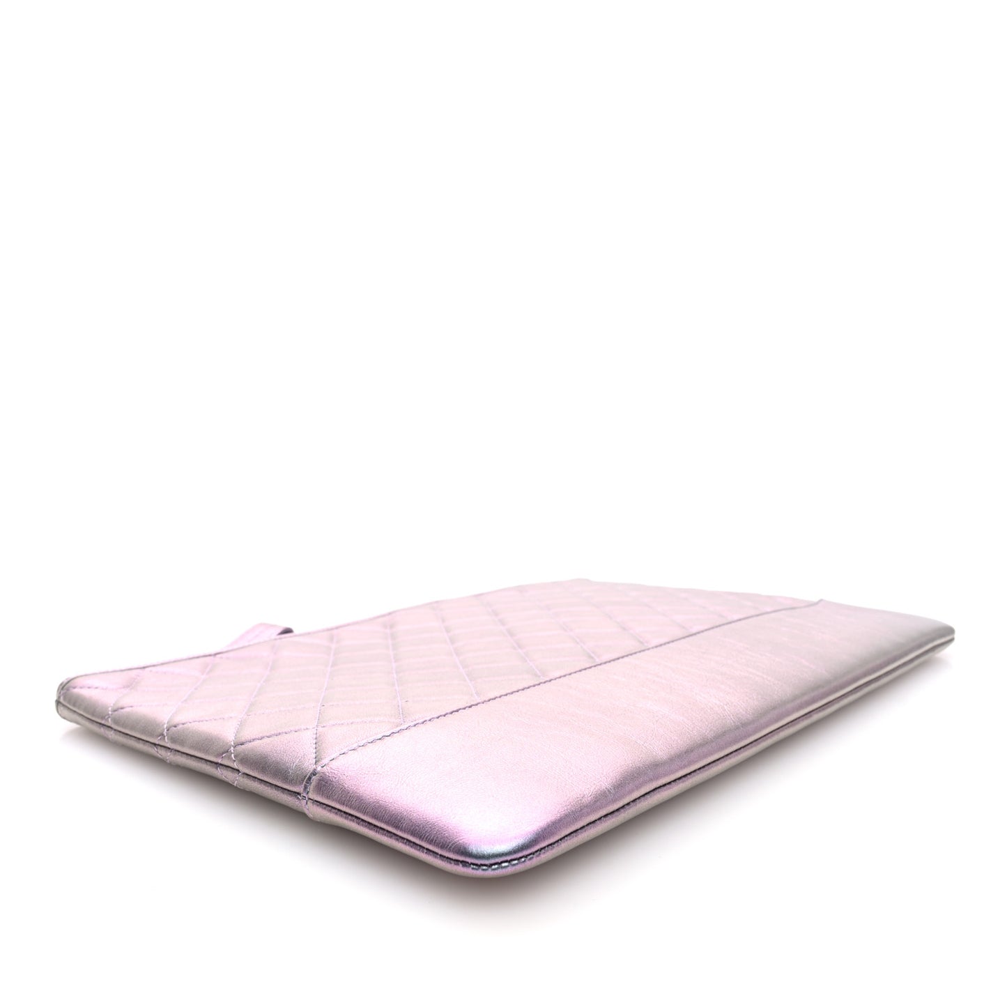 Iridescent Lambskin Quilted Large Gabrielle Cosmetic Case Light Purple