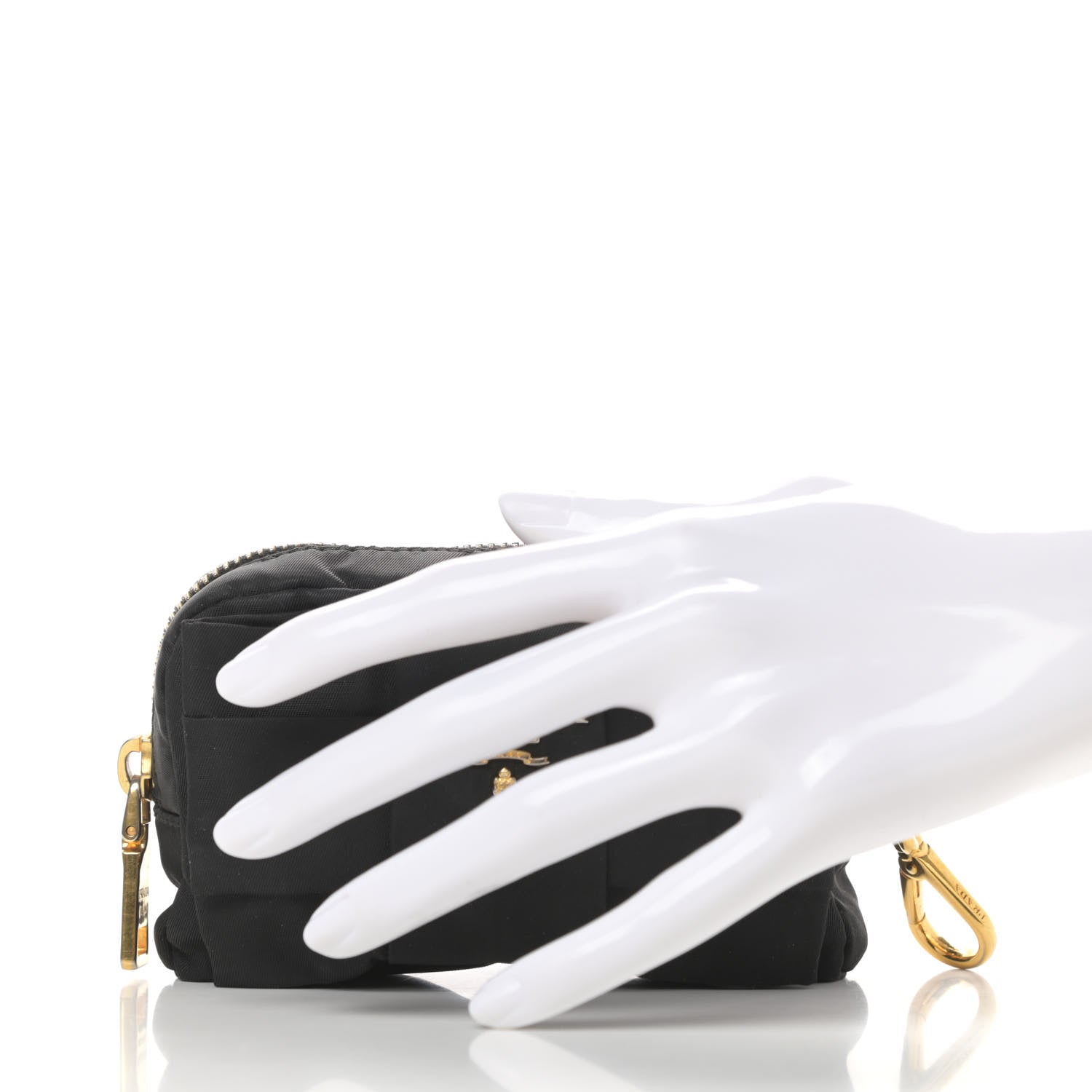Prada Tessuto Nylon Bow Key Pouch Black 2 of 8
