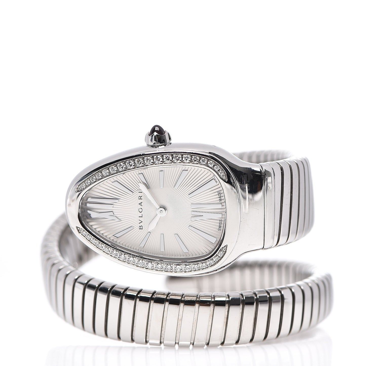 Stainless Steel Diamond Bezel 35mm Serpenti Tubogas Quartz Watch