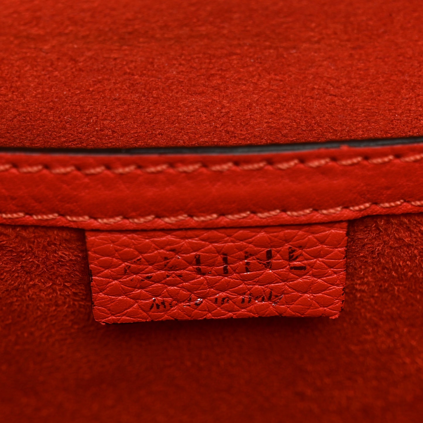 Drummed Calfskin Nano Luggage Vermillion