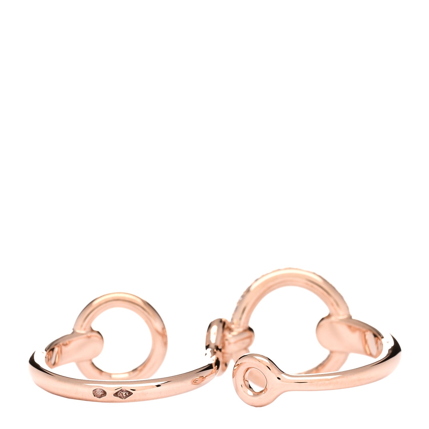 Hermes 18K Rose Gold Diamond GM Filet d'Or Double Ring 54 7 3 of 5