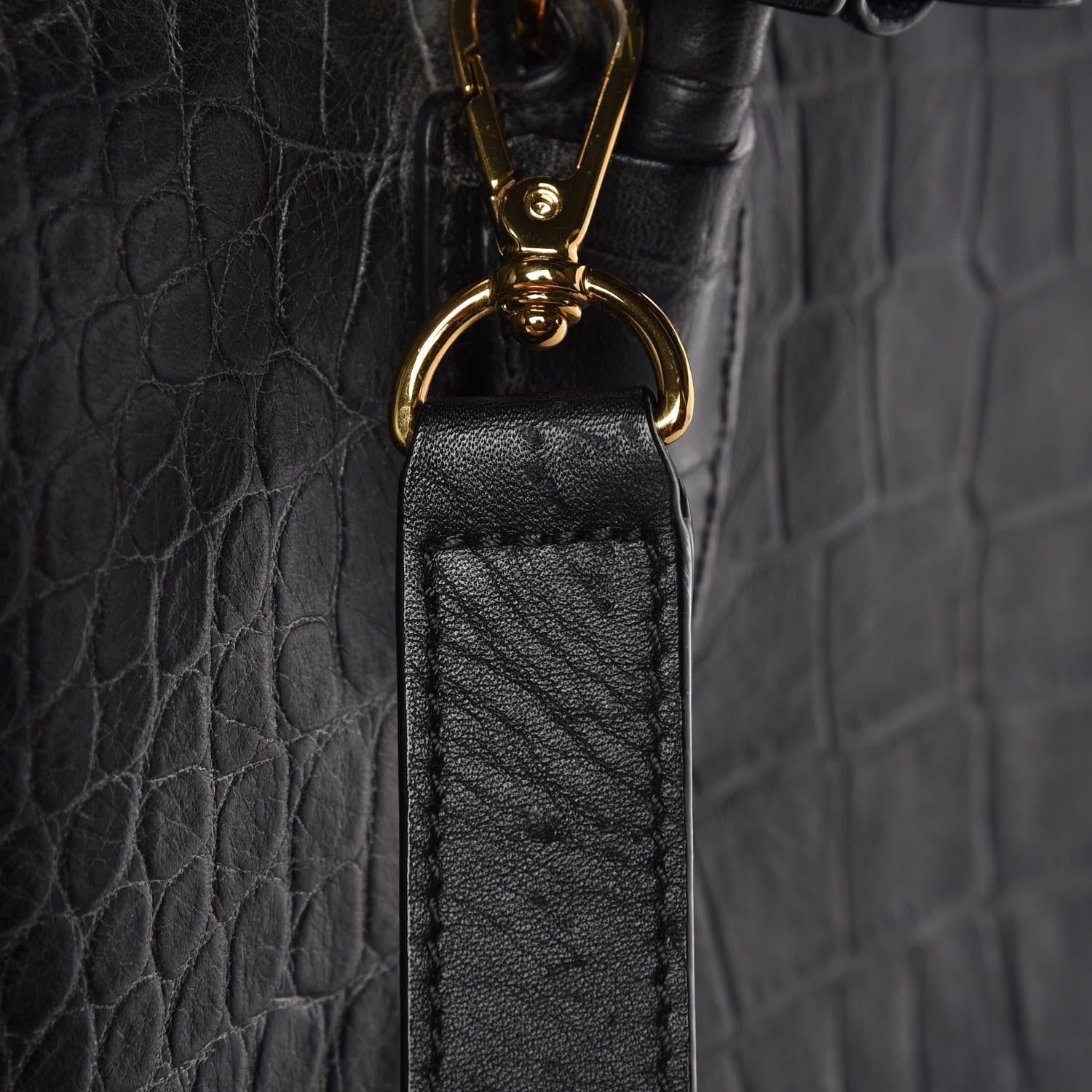 MCM Calfskin Crocodile Embossed Medium Milla Tote Black 11 of 12