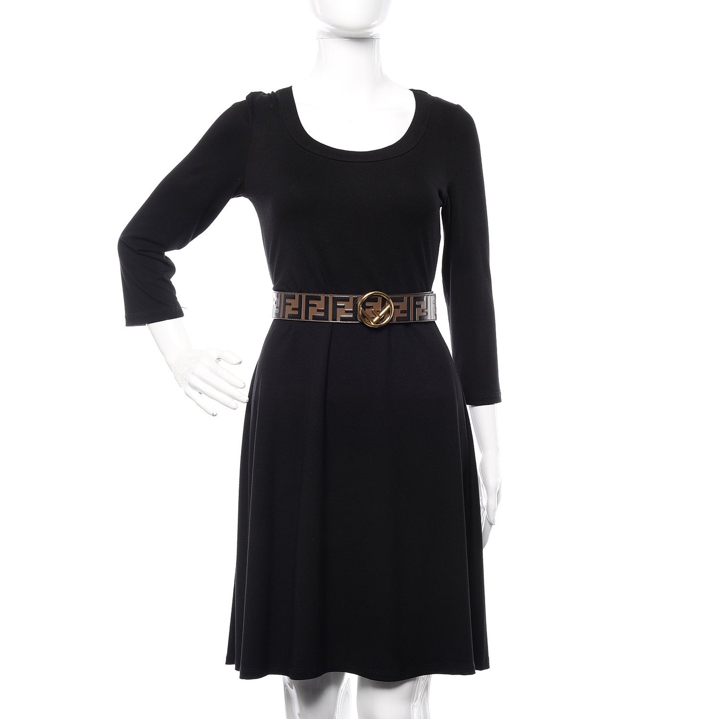 Vitello F is Fendi Bi-Color FF 1974 Embossed Belt 80 32 Maya Black
