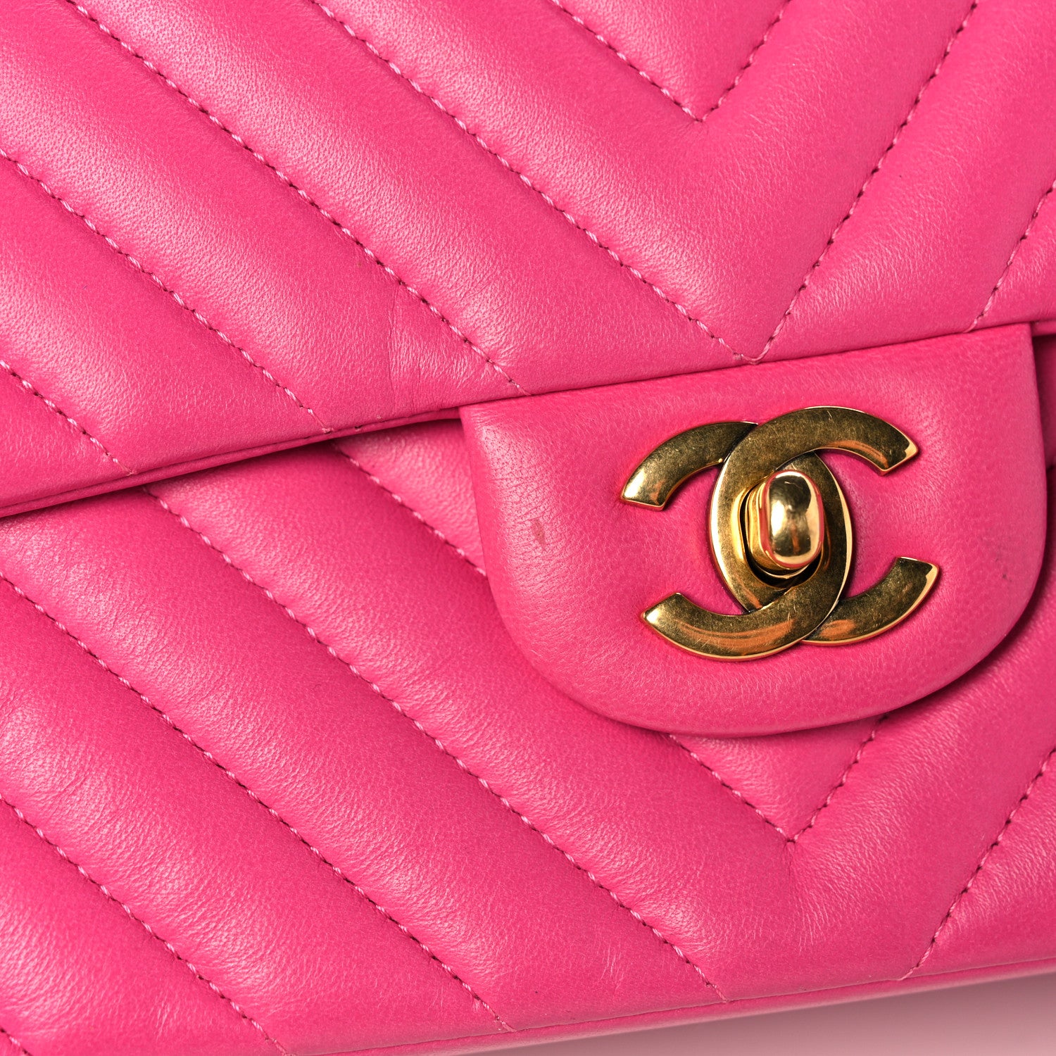 Chanel Lambskin Chevron Quilted Medium Double Flap Pink 13 of 18