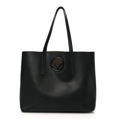 Fendi Vitello Vienna Enamel F is Fendi Shopping Tote Black Taupe 1 of 14
