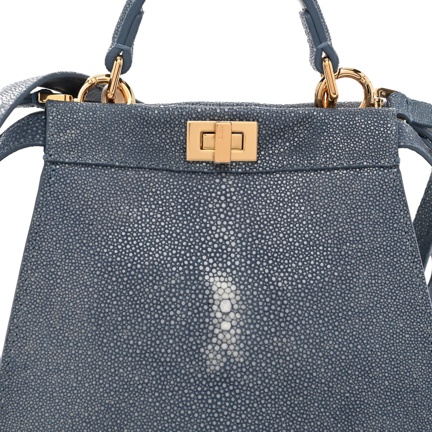 Fendi Stingray Shiny Nappa Petite Peekaboo I SEE U Satchel Mirto 8 of 12