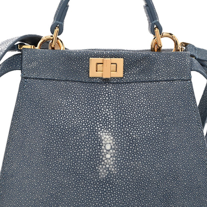 Fendi Stingray Shiny Nappa Petite Peekaboo I SEE U Satchel Mirto 8 of 12