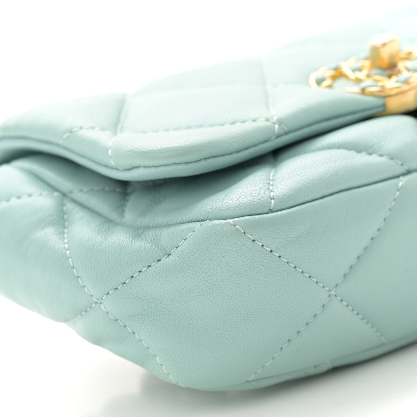 Lambskin Quilted Chanel 19 Waist Bag Light Blue