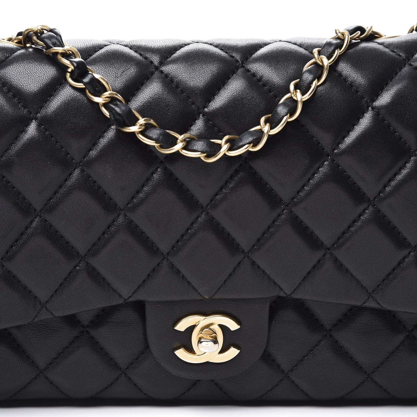 Lambskin Quilted Large Now and Forever Flap Black