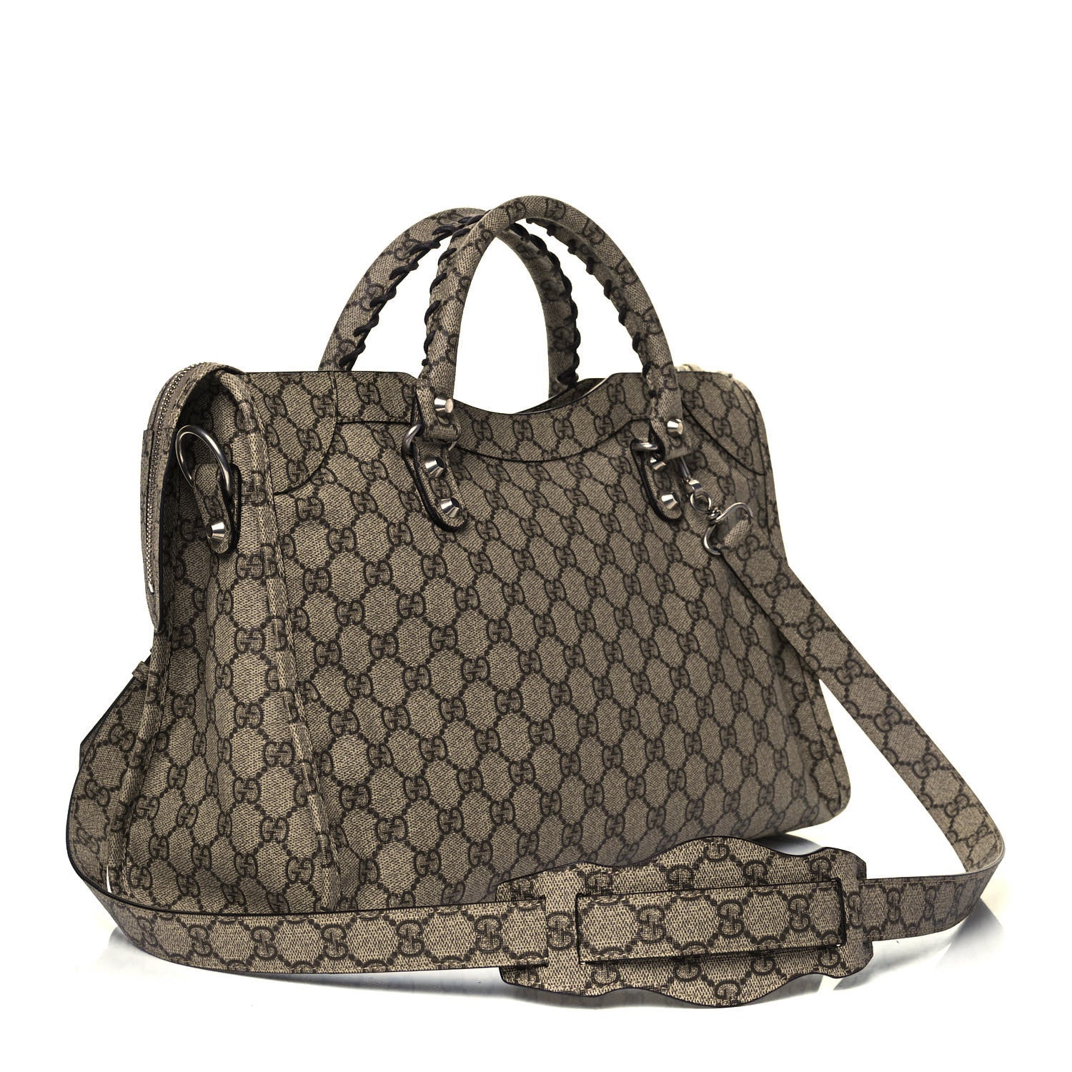 Balenciaga X GUCCI GG Supreme Monogram Neo Classic Silver Hardware City Beige Ebony 3 of 9