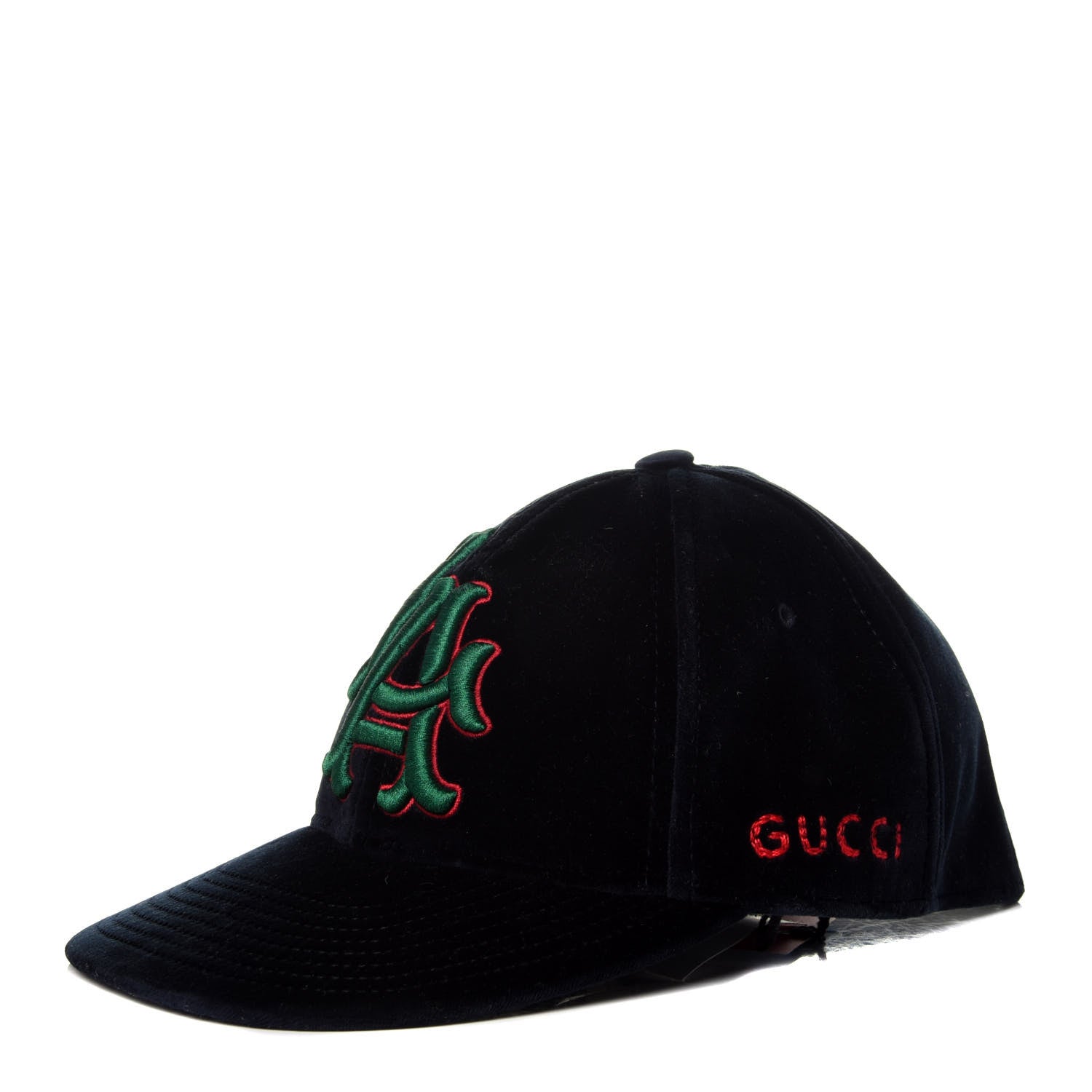 Gucci X MLB Velvet LA Dodgers Embroidered Baseball Hat 55-59 Midnight 1 of 9
