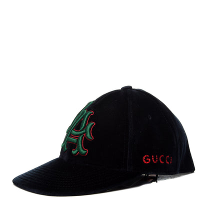 Gucci X MLB Velvet LA Dodgers Embroidered Baseball Hat 55-59 Midnight 1 of 9