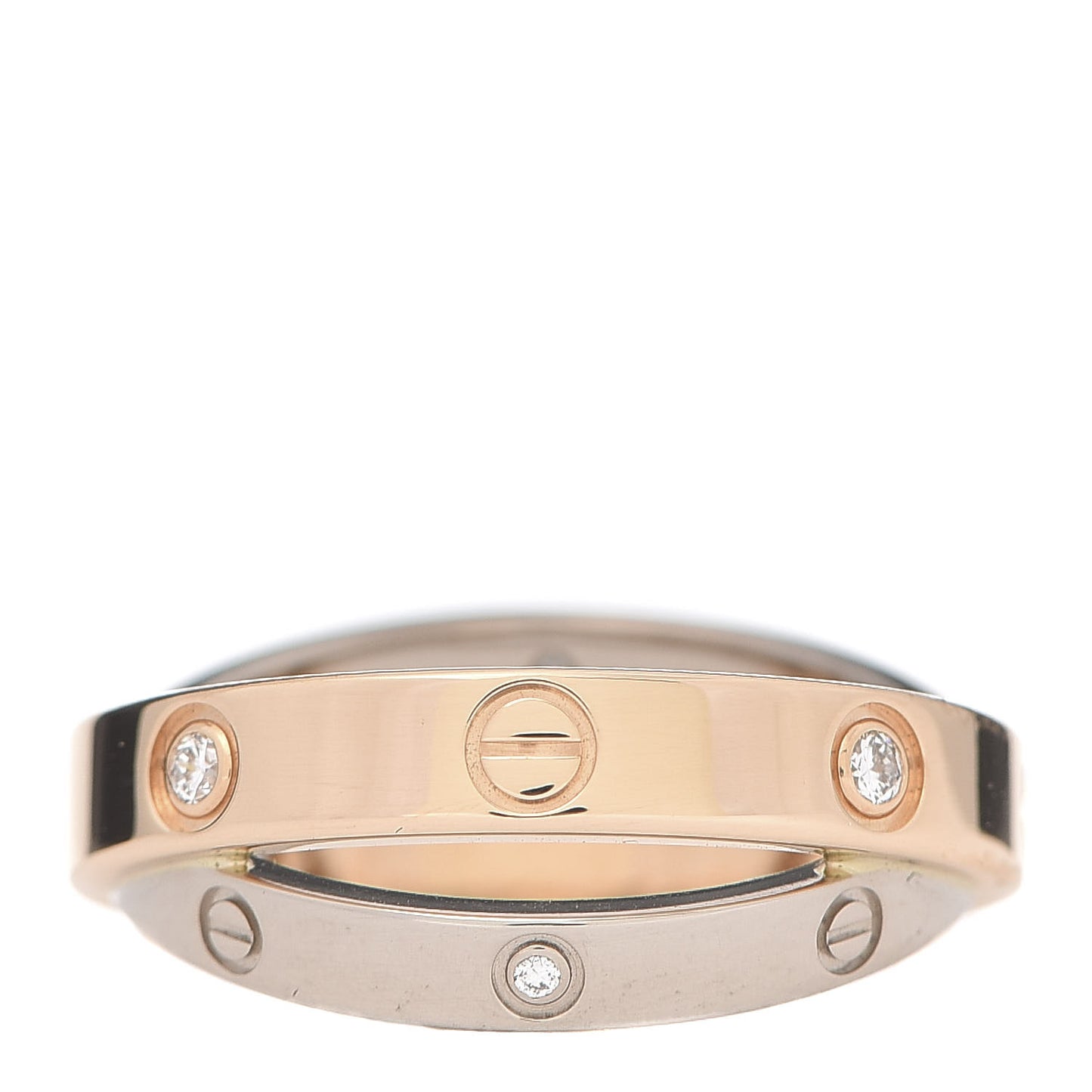 18K Pink White Gold 6 Diamonds LOVE Ring 48 4.5