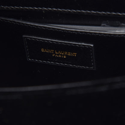 Saint Laurent Velvet Embroidered Small Monogram Kate Satchel Black 6 of 8