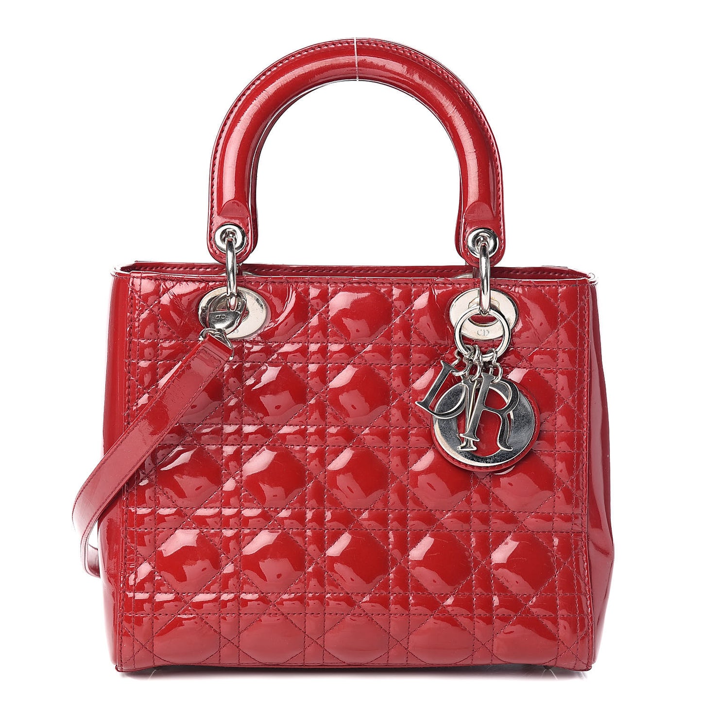 Patent Cannage Medium Lady Dior Red
