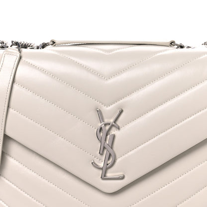 Saint Laurent Calfskin Y Quilted Monogram Medium Loulou Chain Satchel Blanc Vintage 8 of 11