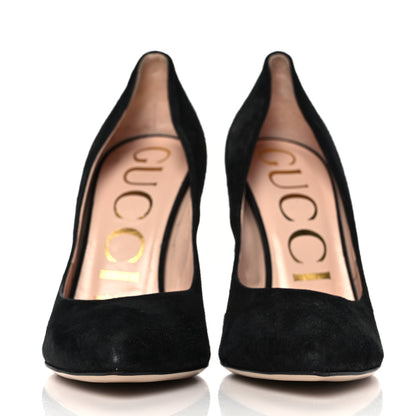 Gucci Kid Scamosciato Removable Web Bow High Heel Pumps 36 Black 2 of 8