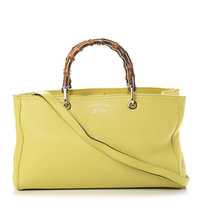 Gucci Pebbled Calfskin Medium Bamboo Shopper Tote Citrus 1 of 18