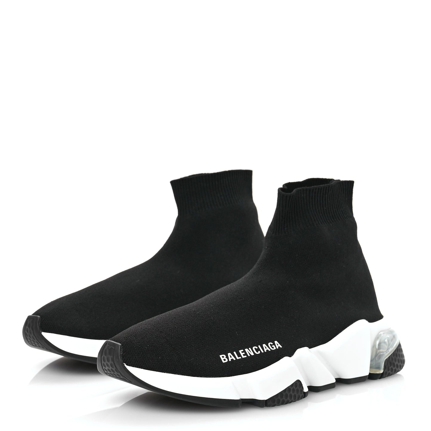 Neoprene Knit Womens Speed Clear Sole Sneakers 36 Black White