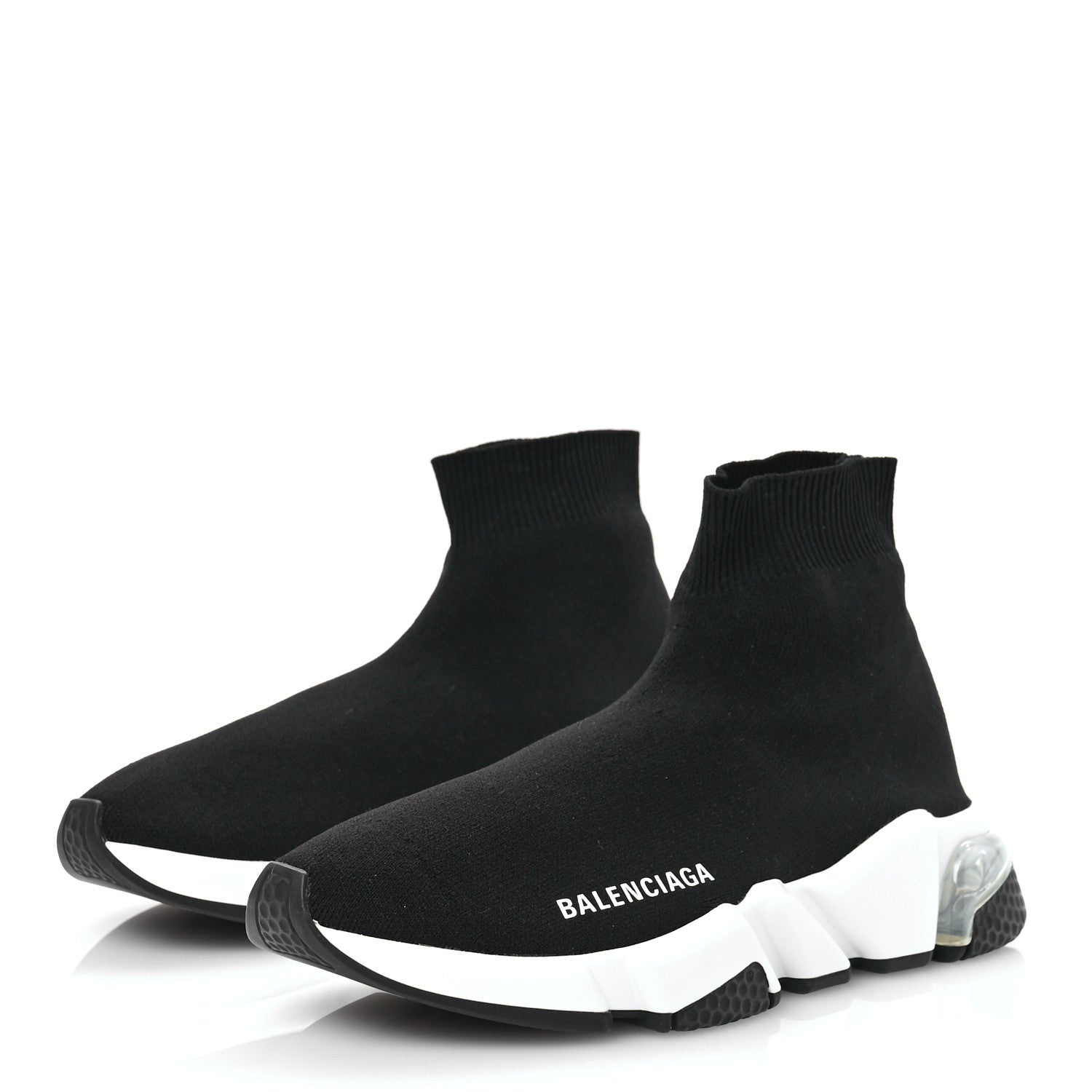 Balenciaga Neoprene Knit Womens Speed Clear Sole Sneakers 36 Black White 3 of 8
