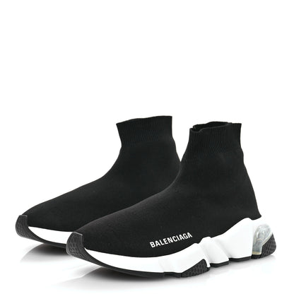 Balenciaga Neoprene Knit Womens Speed Clear Sole Sneakers 36 Black White 3 of 8