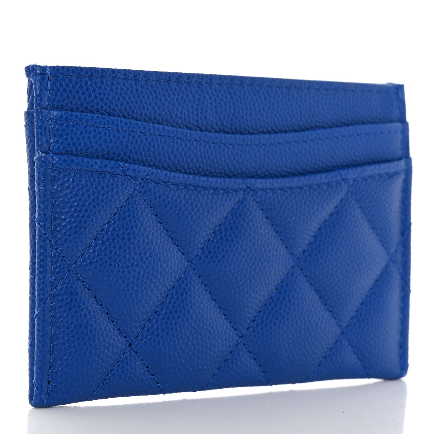 Caviar Quilted Card Holder Blue