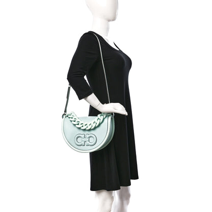 Salvatore Ferragamo Calfskin Snakeskin Aura Shoulder Bag 2 of 9