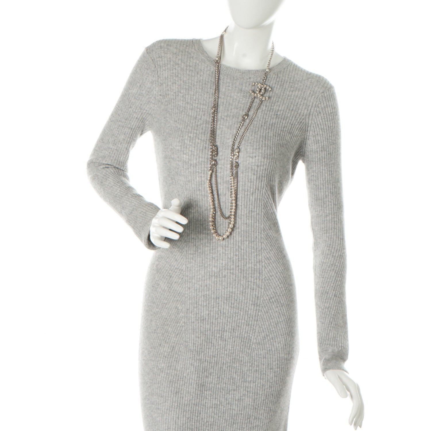 Chanel Pearl CC Long Chain Necklace Silver 2 of 4