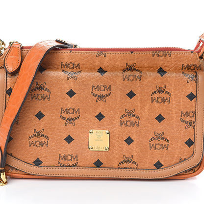 MCM Visetos Croc Embossed Small Flap Shoulder Bag Cognac 6 of 8