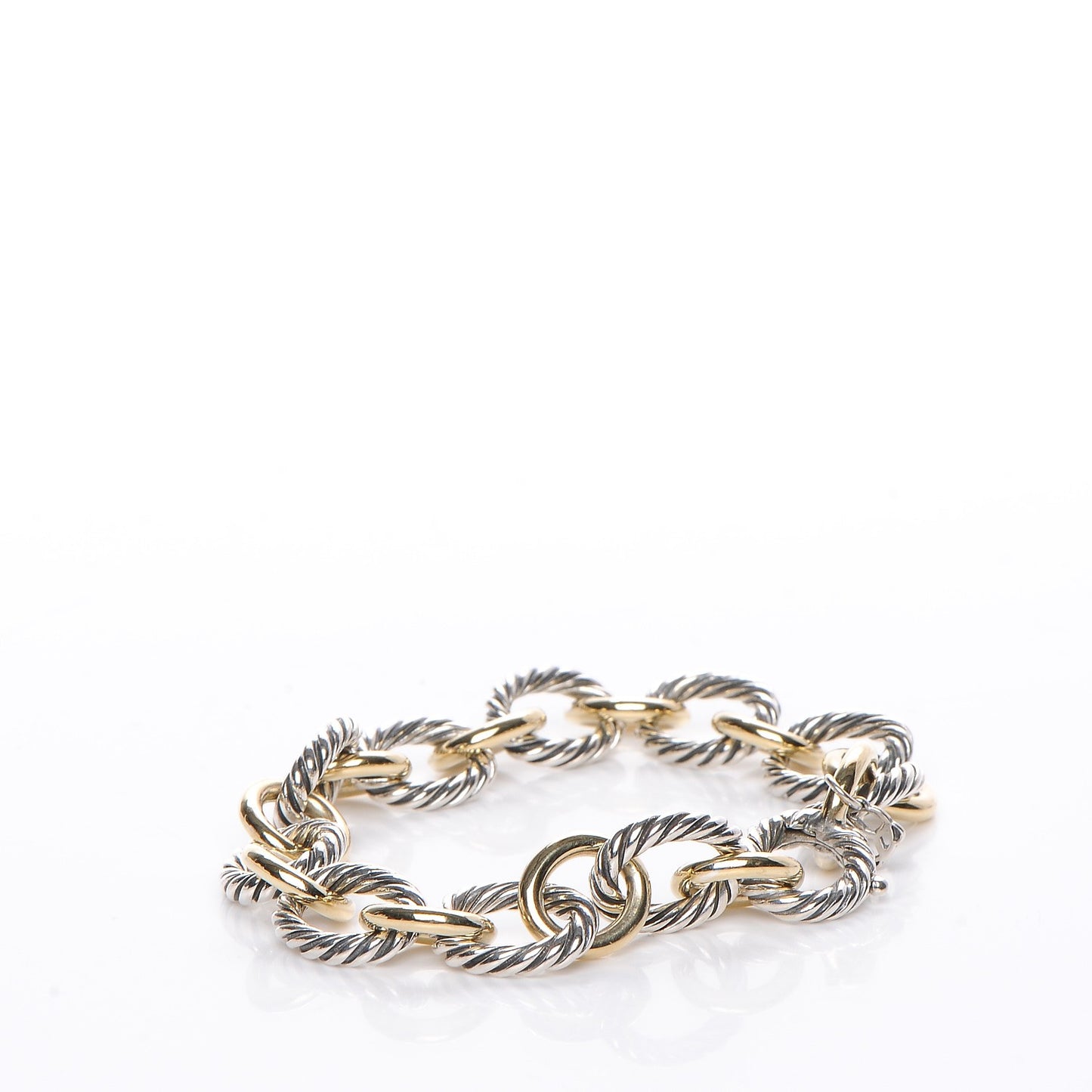 Sterling Silver 18K Yellow Gold 12mm Large Oval Link Bracelet