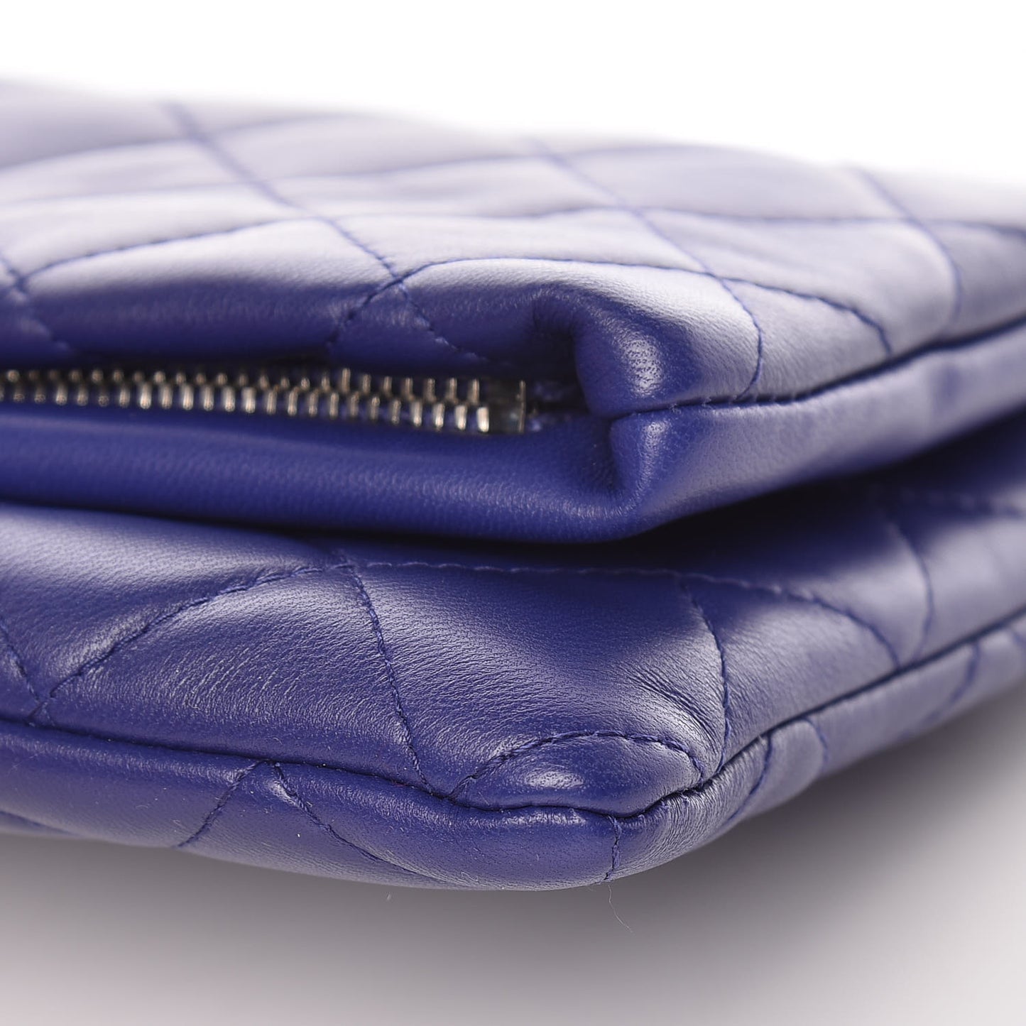 Lambskin Quilted CC Beauty Clutch Blue