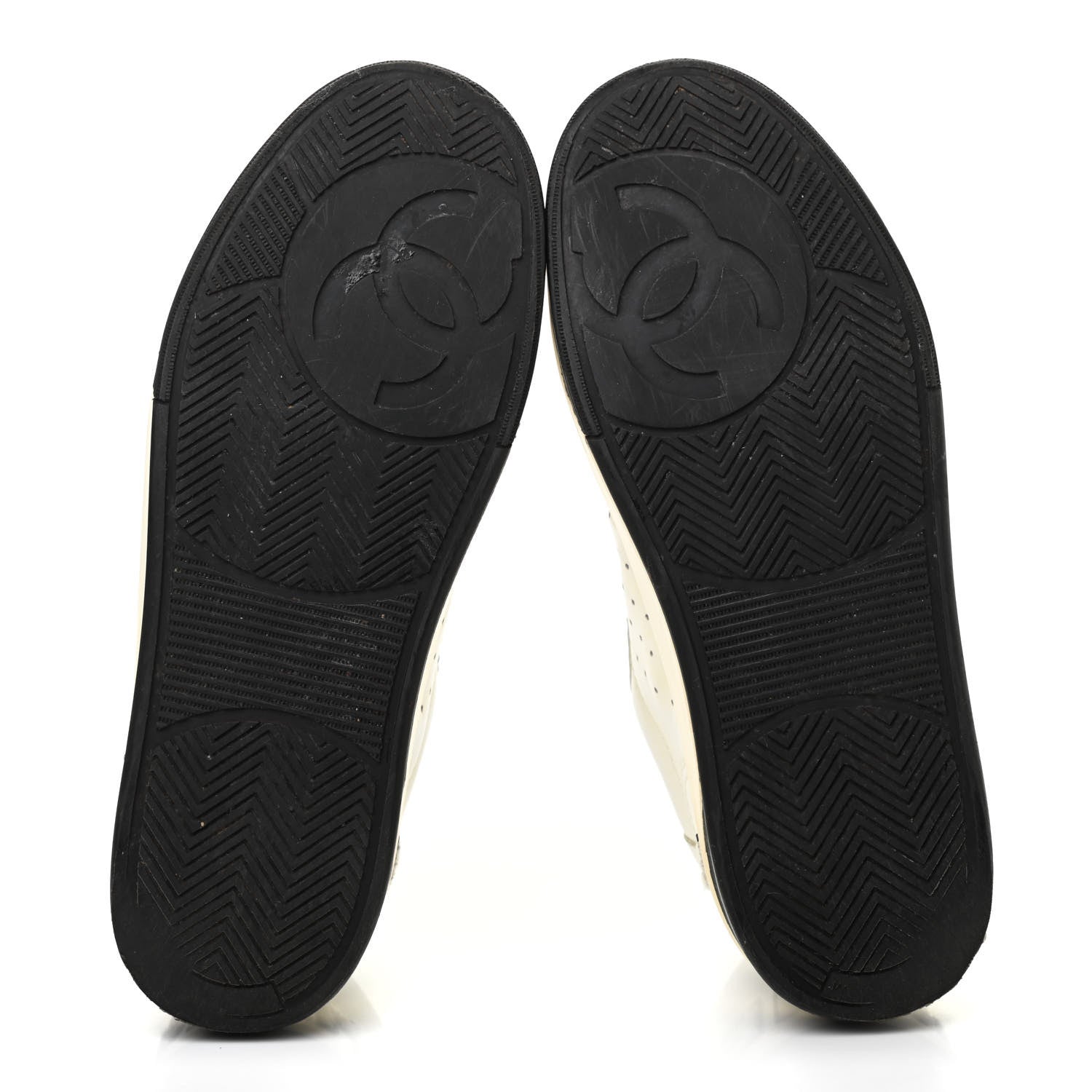 Chanel Calfskin Womens Logo Sneakers 39.5 White Black 5 of 8
