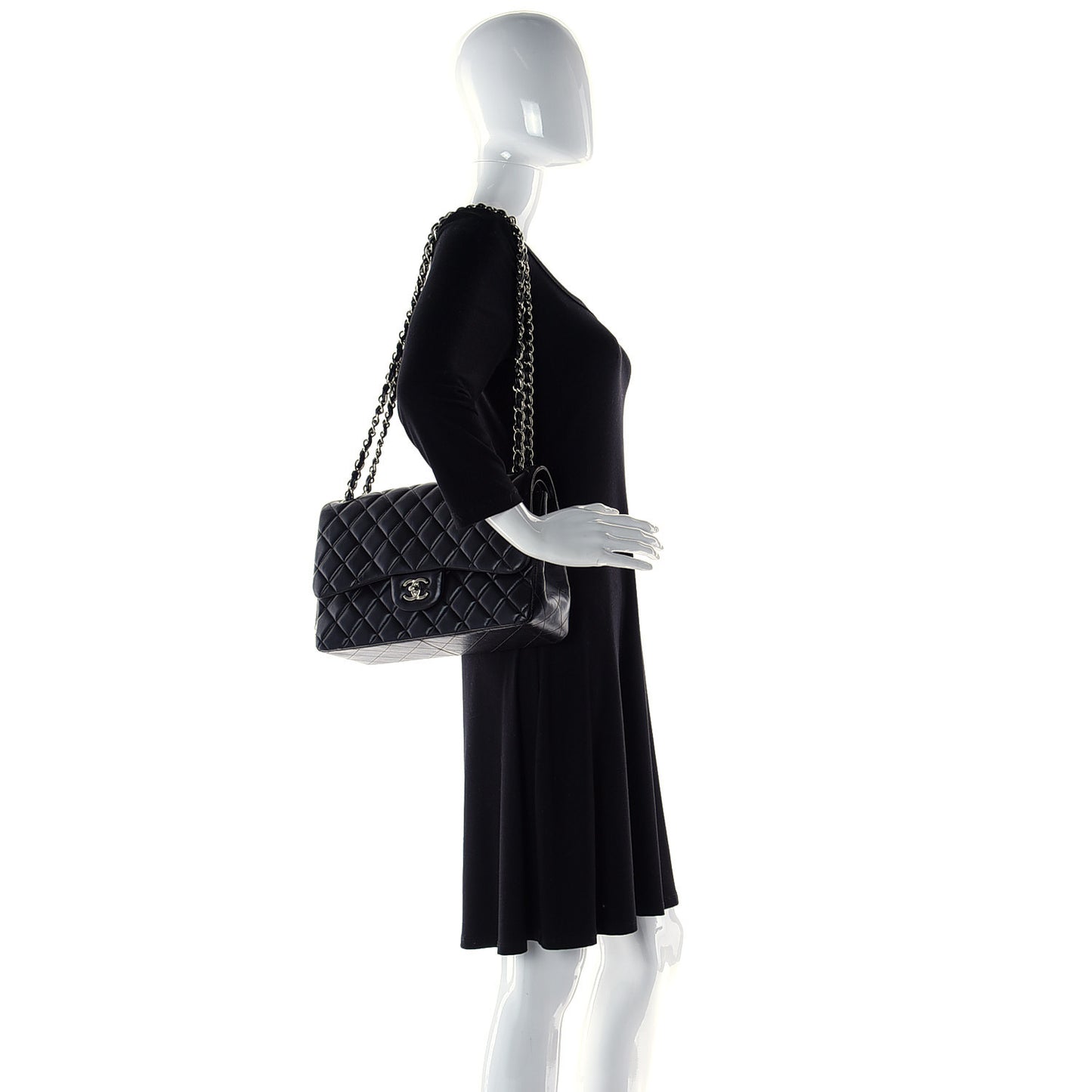 Caviar Quilted Jumbo Single Flap Black