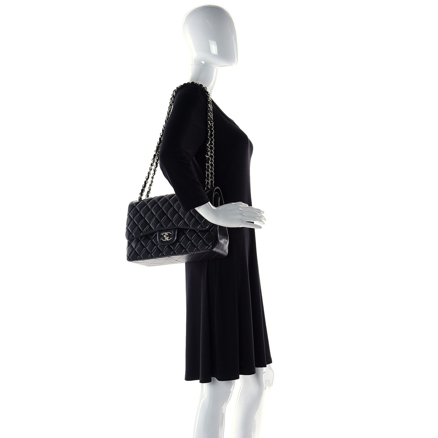 Chanel Caviar Quilted Jumbo Single Flap Black 3 of 8