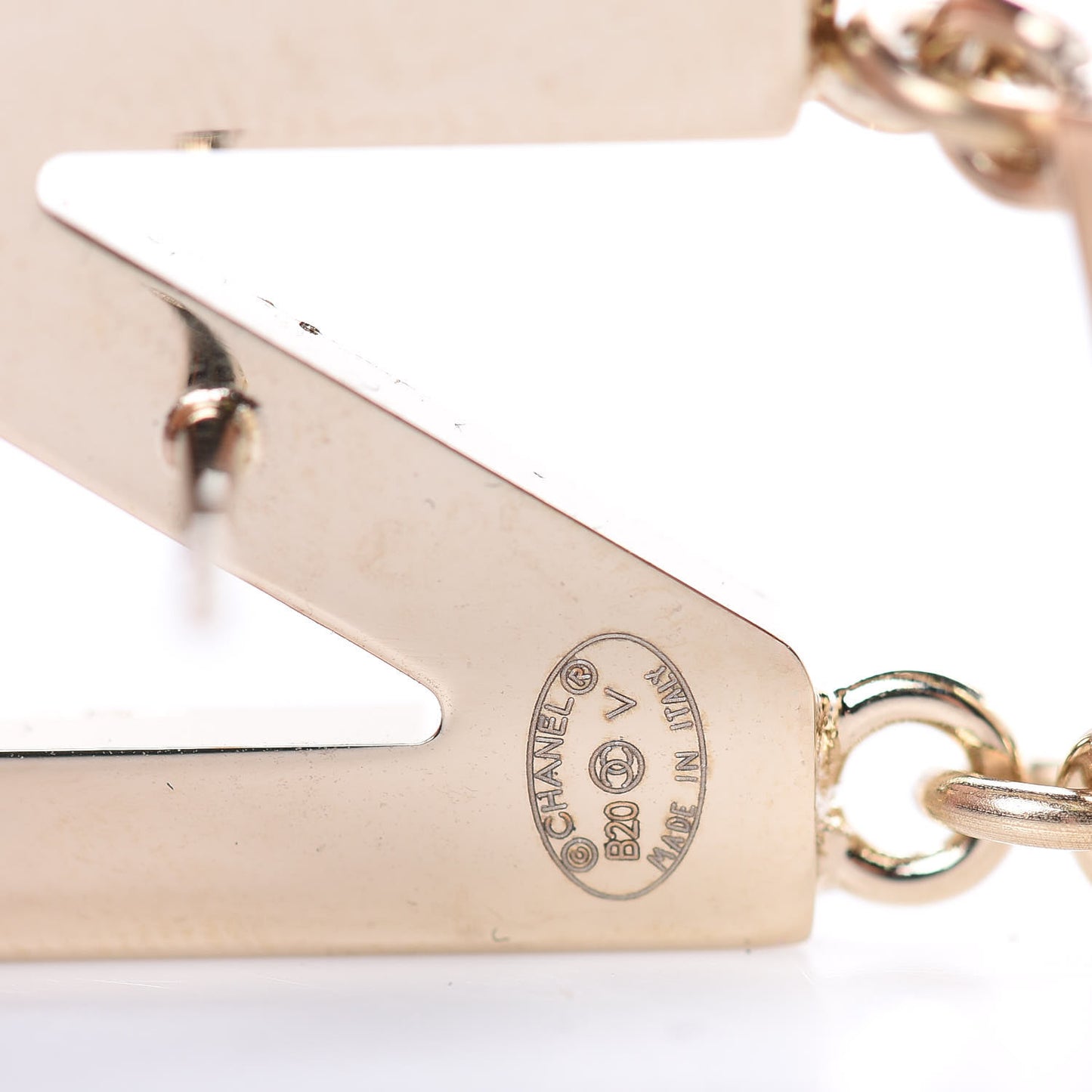 Metal Cha-Nel Logo Drop Earrings Gold
