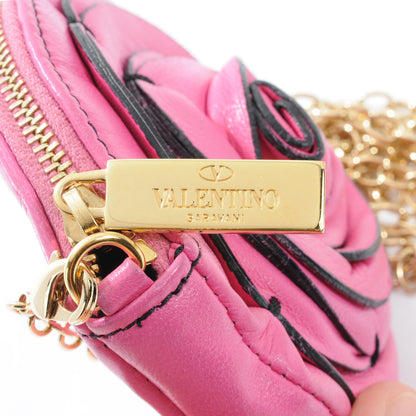 Valentino Garavani Leather Rosette Small Chain Strap Bag Pink 4 of 6