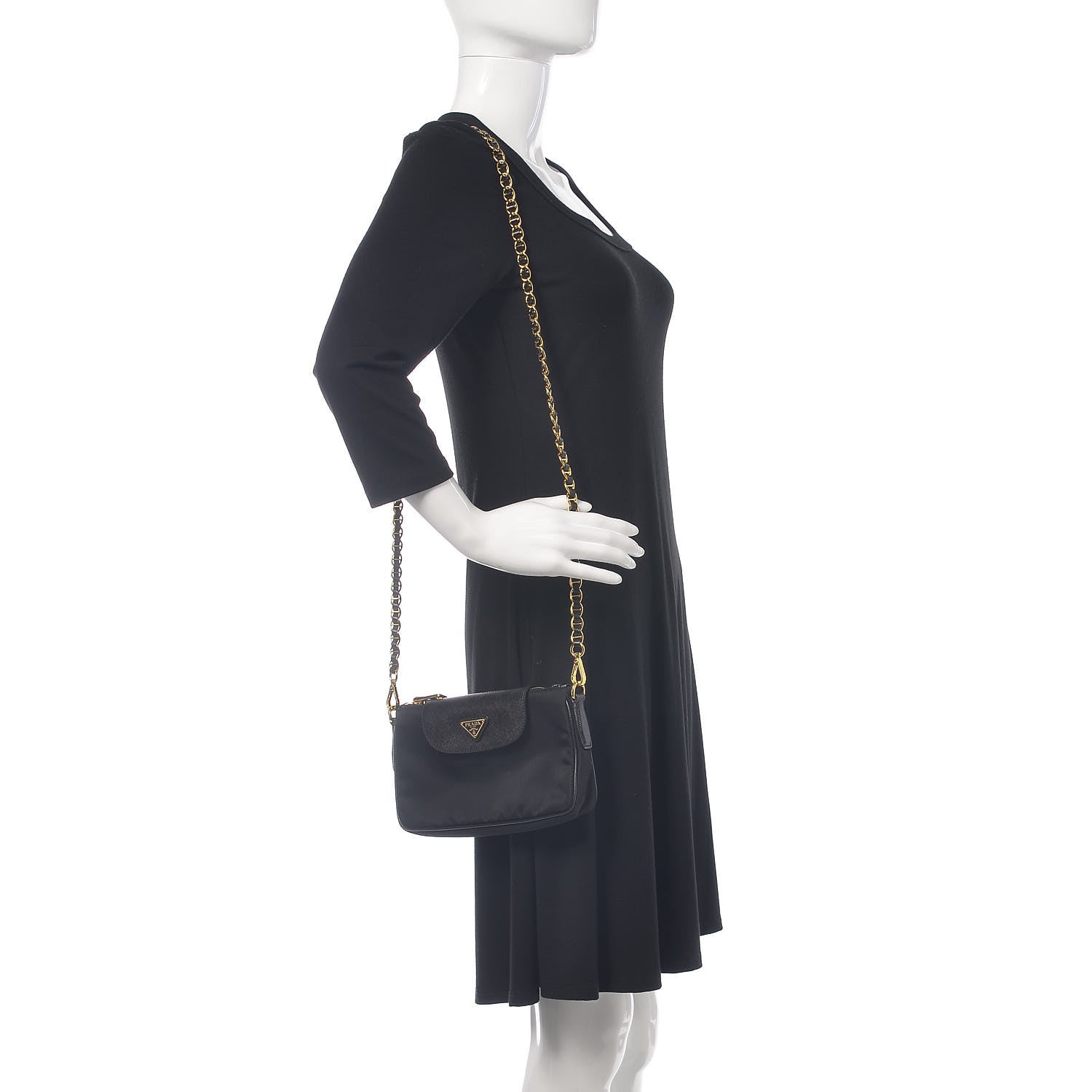 Prada Tessuto Nylon Saffiano Crossbody Bag Black 2 of 8