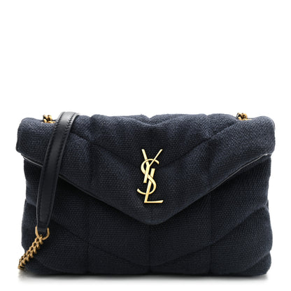 Saint Laurent Canvas Quilted Toy Loulou Puffer Monogram Chain Satchel Deep Marine 1 of 12