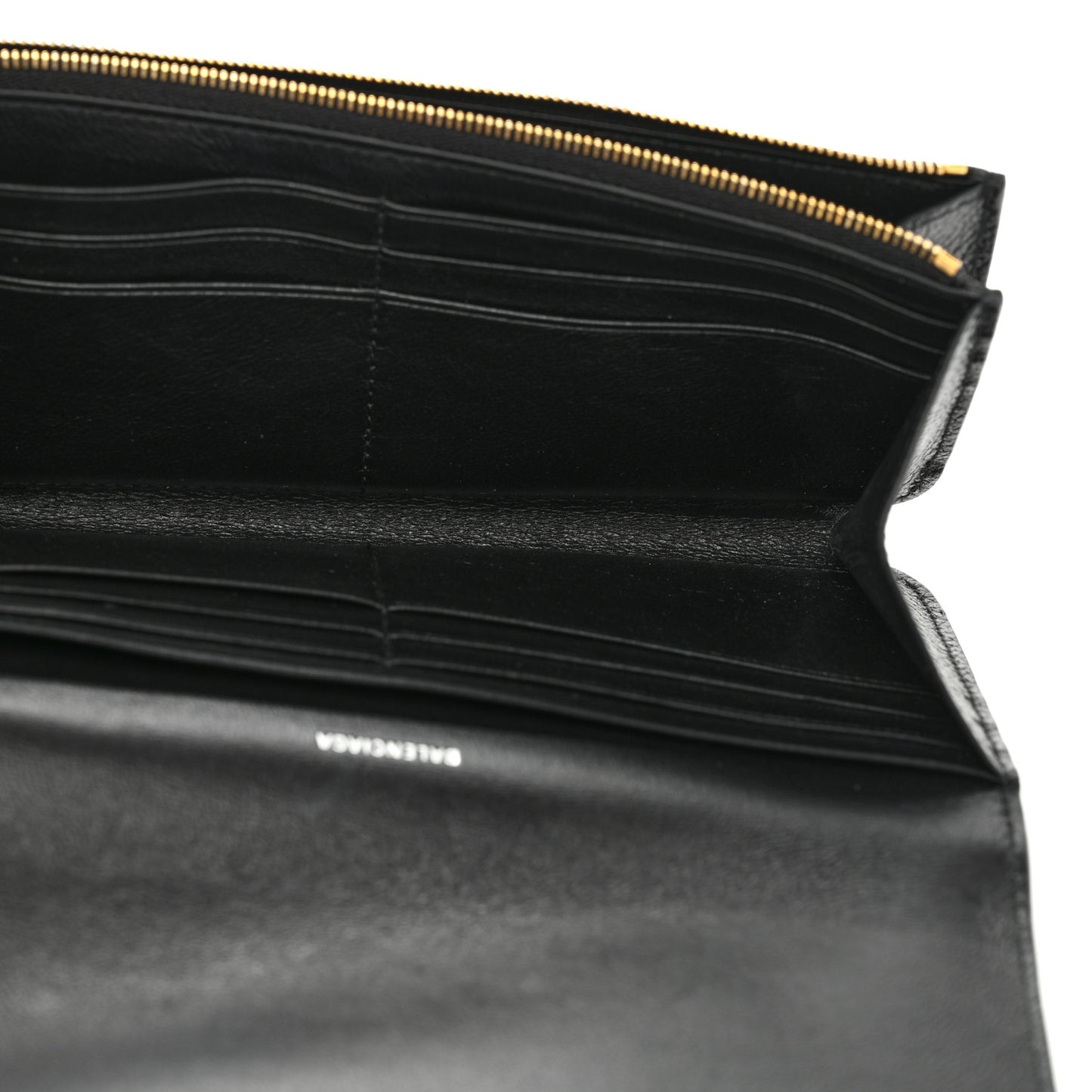 Grained Calfskin Logo Cash Thin Money Wallet Black White