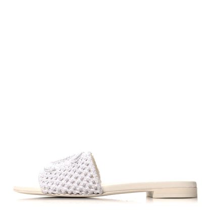 Chanel Crochet CC Mules Sandals 38 White 1 of 10