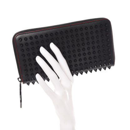 Christian Louboutin Calfskin Panettone Spiked Zip Around Wallet Black 2 of 7