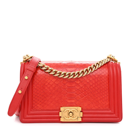 Chanel Snakeskin Medium Boy Flap Red 1 of 14