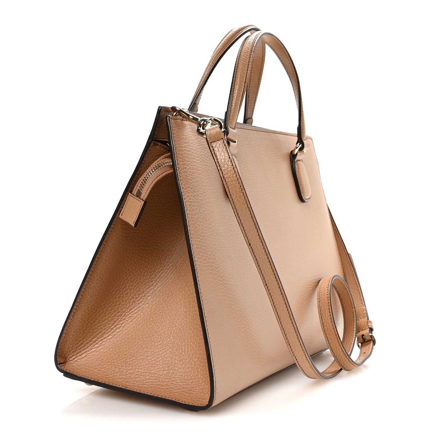 Dollar Calfskin Large Soho Top Handle Satchel Camelia