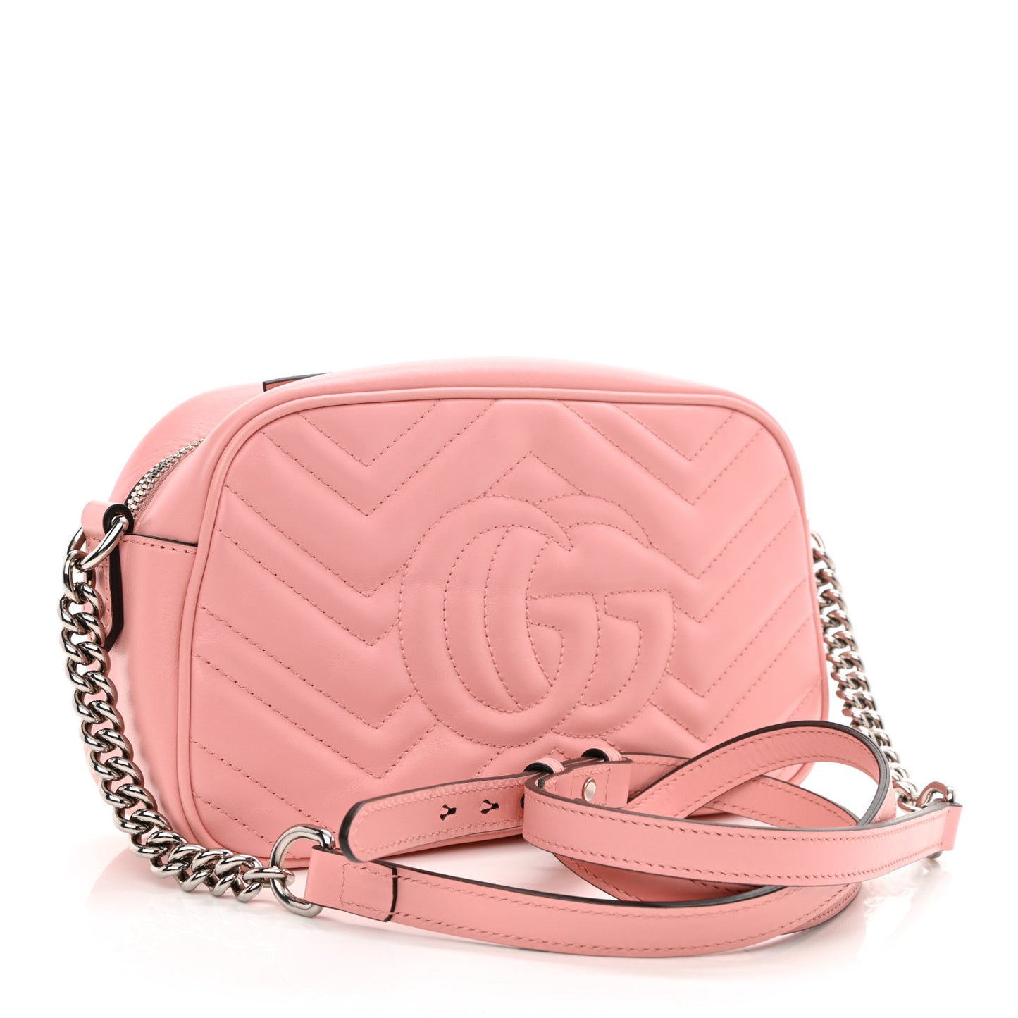 Calfskin Matelasse Small GG Marmont Chain Shoulder Bag Wild Rose